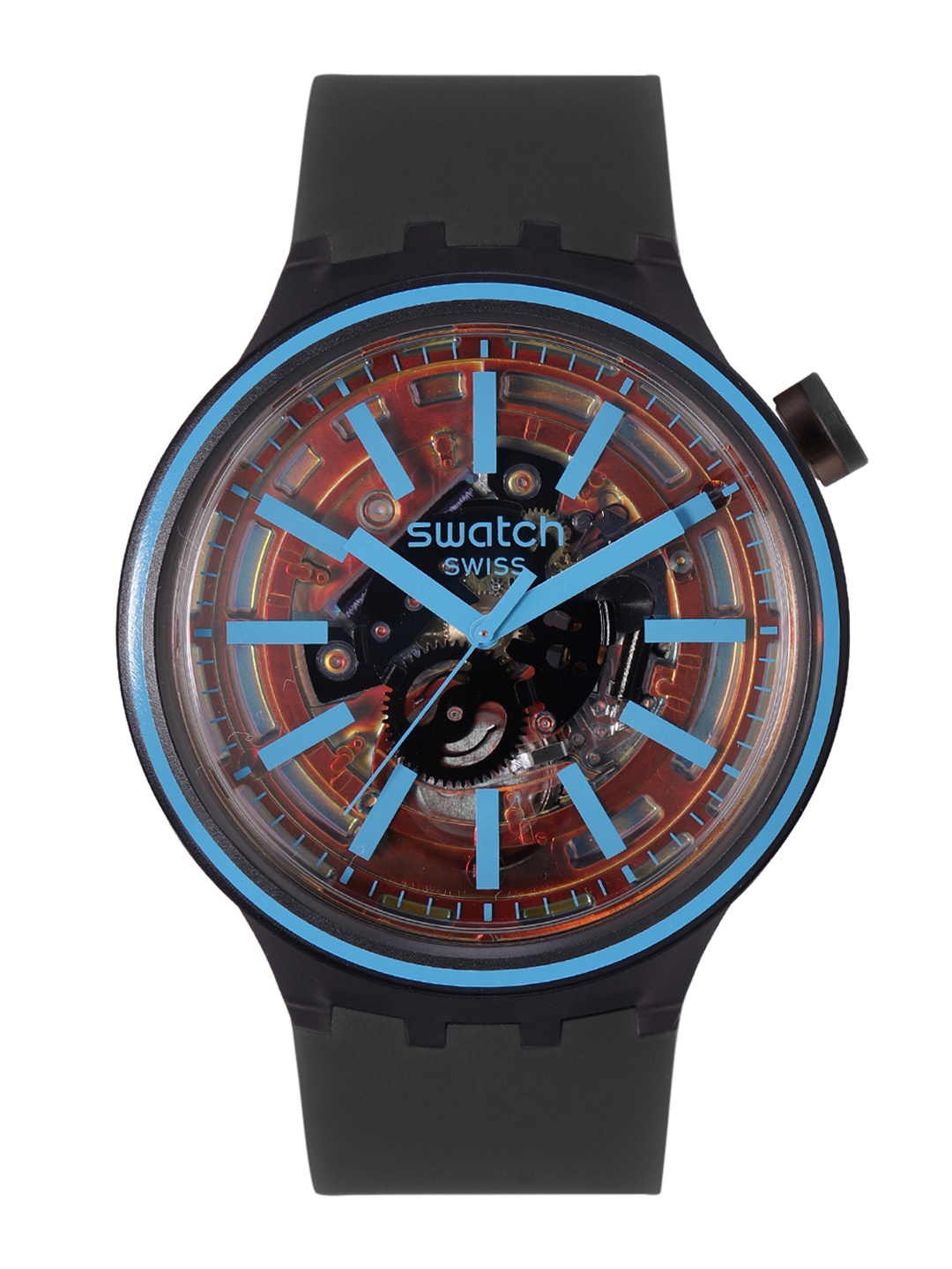 

Swatch Men Black & Red Skeleton Fire Taste Water Resistant Analogue Watch SO27B112