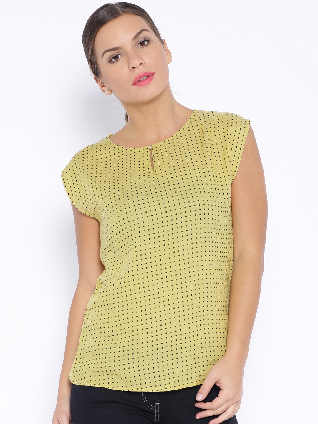 

Park Avenue Woman Yellow Polka Dot Print Top