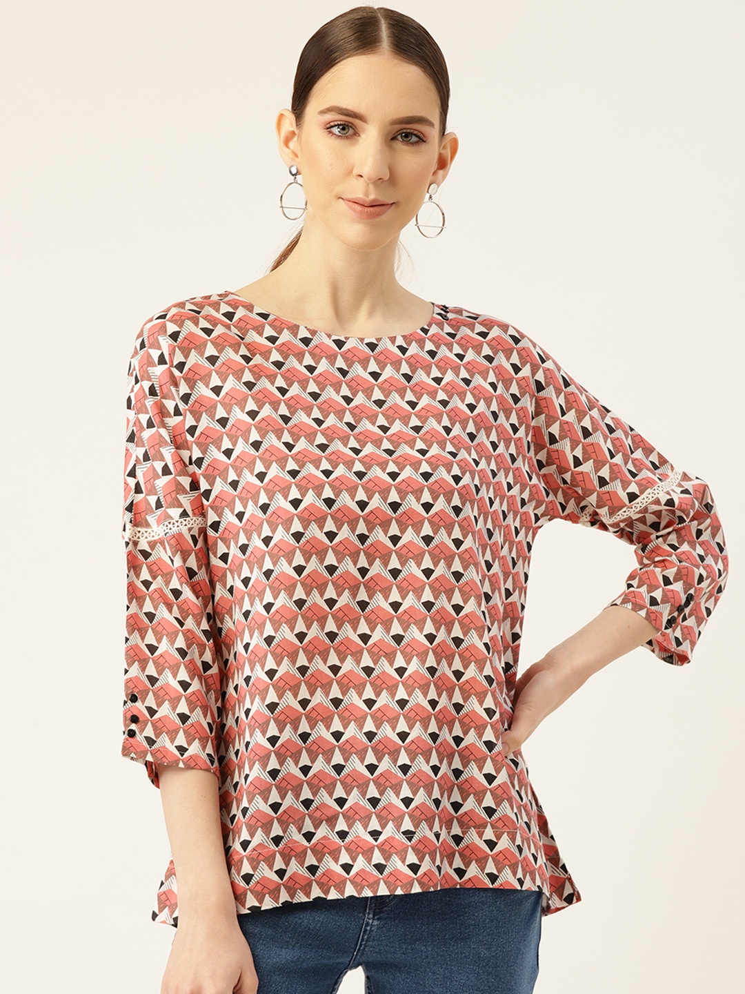 

Off Label Women Peach-Coloured Printed Top