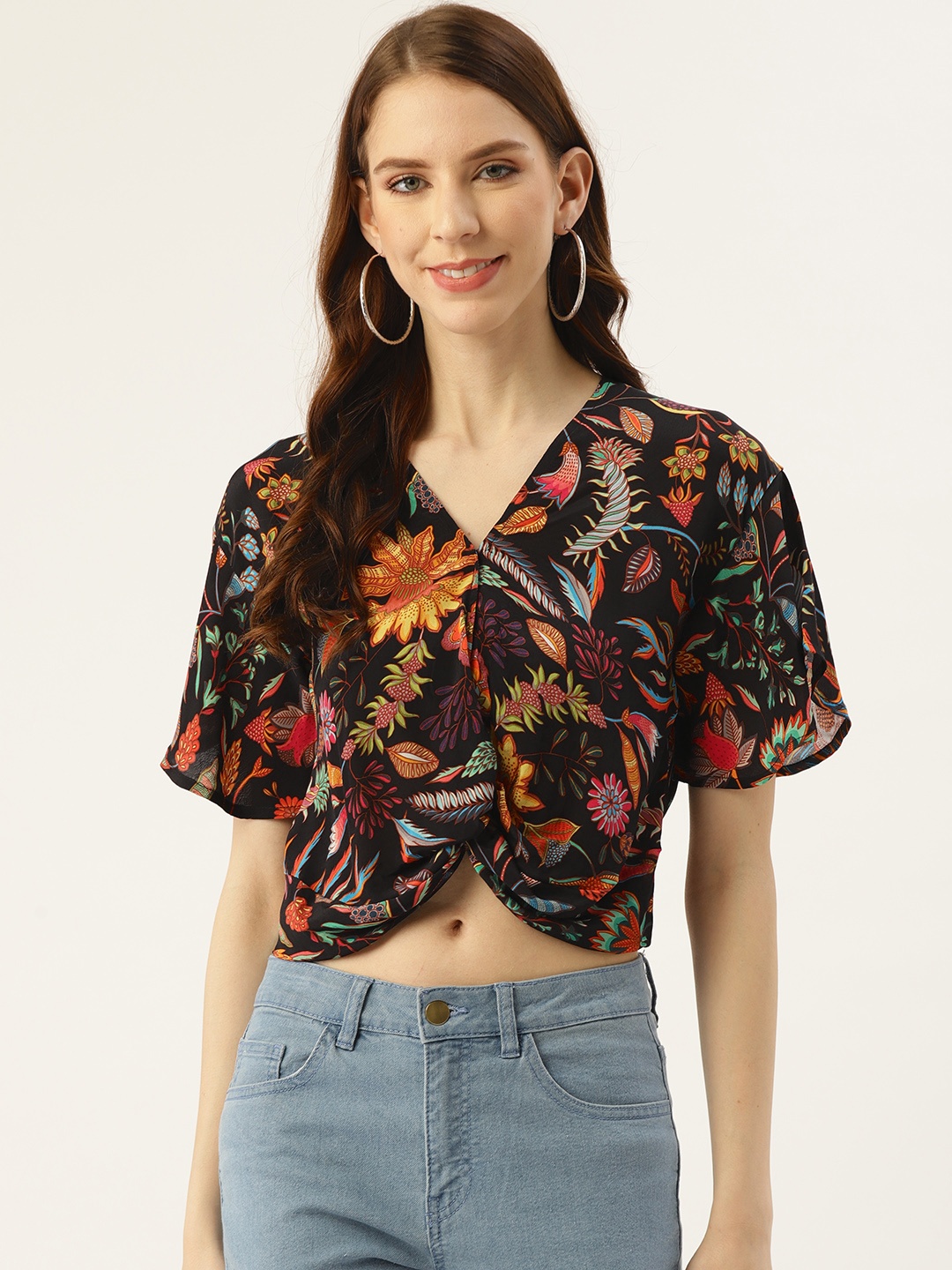 

Off Label Women Black Floral Printed Top