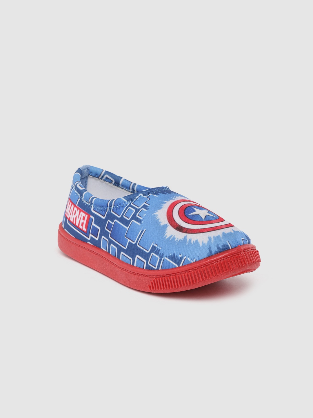 

toothless Boys Blue Marvel Avengers Captain America Sheild Print Slip-On Sneakers