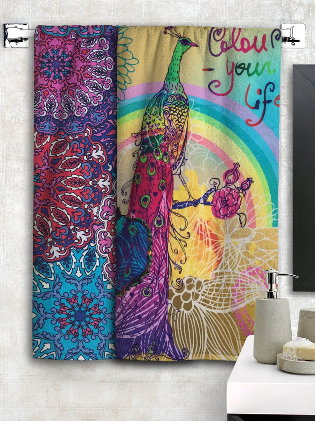 

Athom Trendz Set Of 2 Multicoloured Printed 300 GSM Bath Towels, Multi