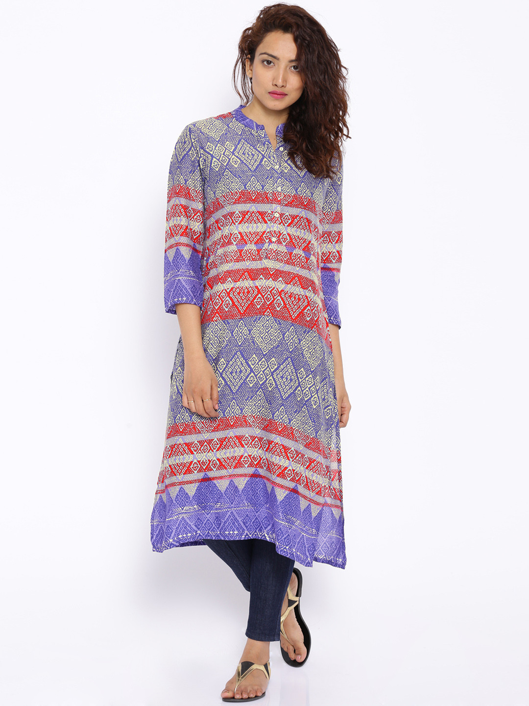 

Vishudh Purple & Red Printed Kurta
