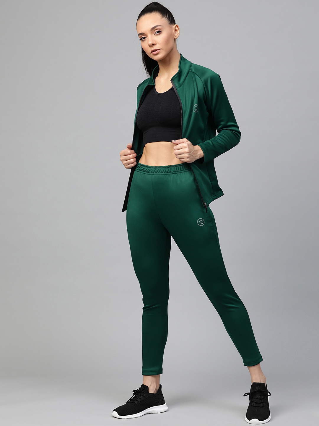 

Chkokko Women Green Solid Training Tracksuit