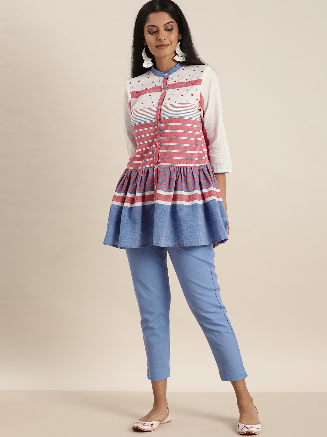 

Sangria Women Blue & White Printed Pure Cotton Kurta Set
