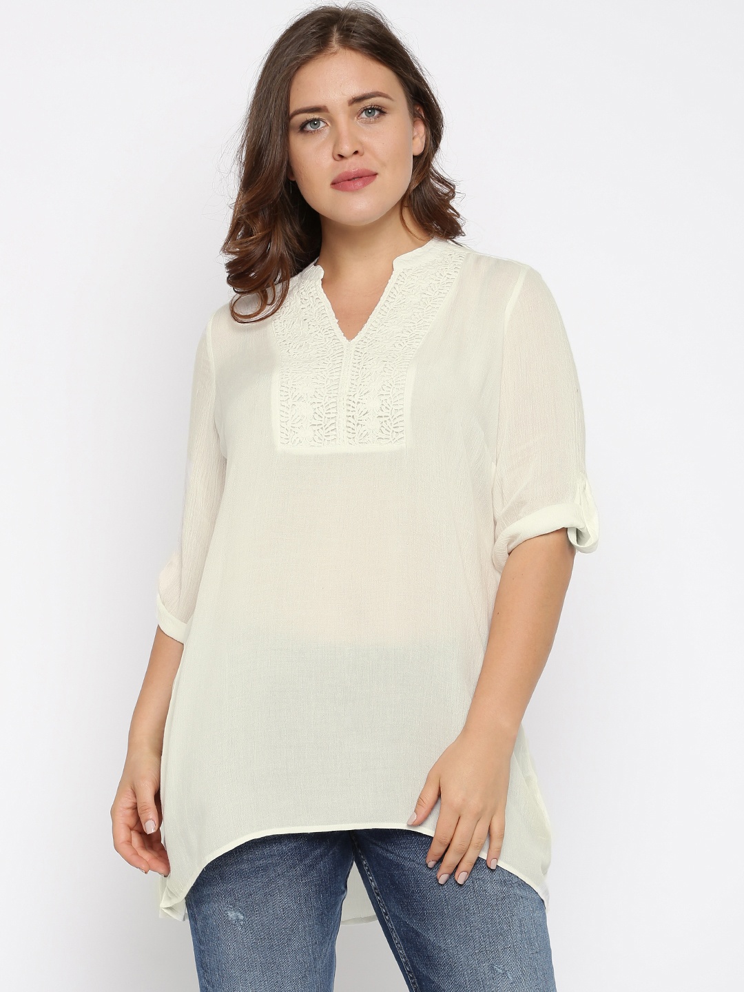 

ALTOMODA by Pantaloons Plus Size White Sheer Tunic