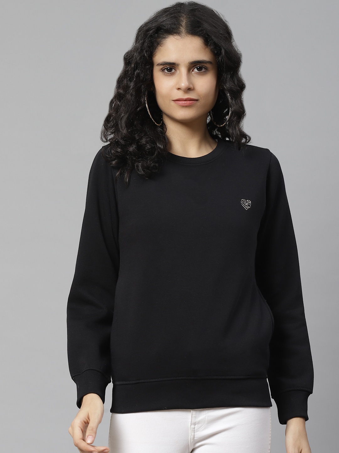 

BREIL BY FORT COLLINS Women Black Solid Sweatshirt