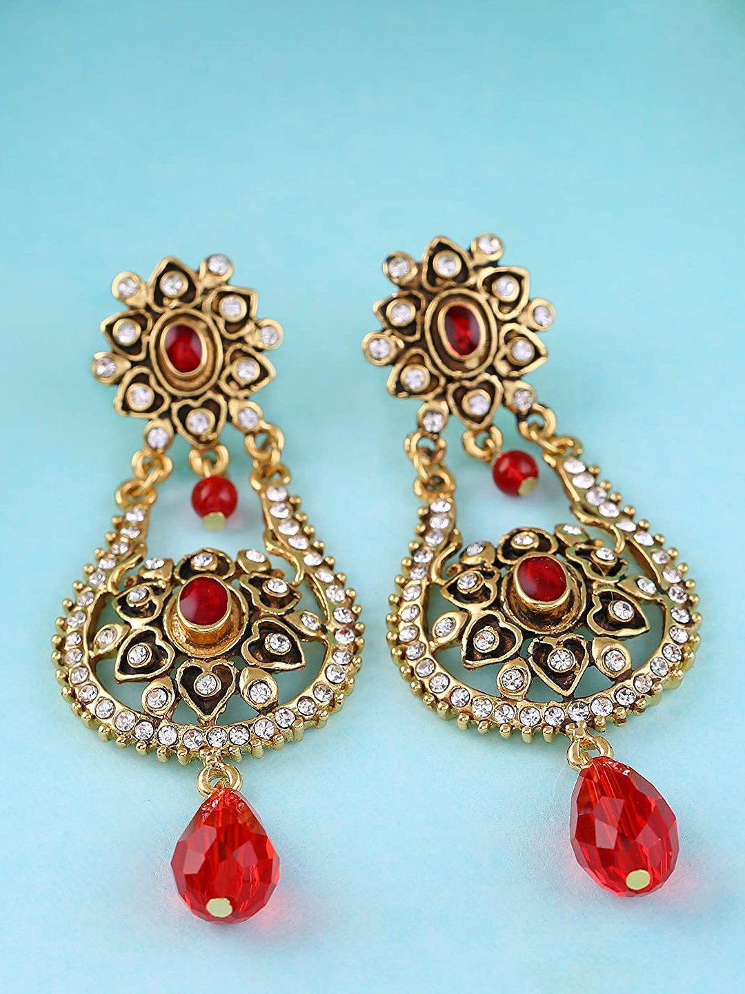

Estele Gold-Plated & Red Classic Drop Earrings
