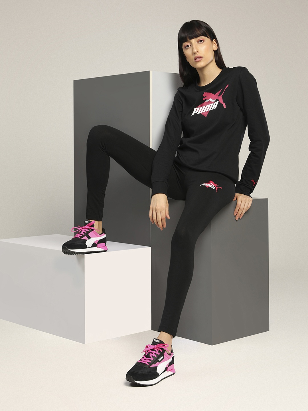 

Puma Women Black Printed Pullover Sweater