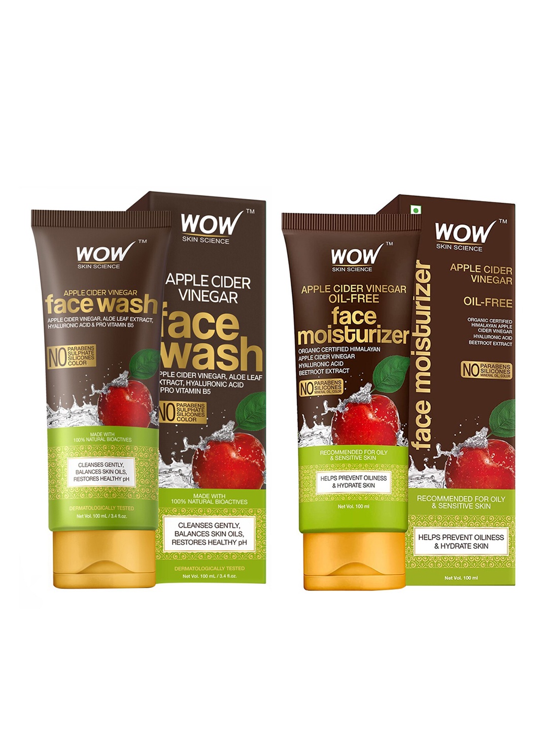 

WOW SKIN SCIENCE Unisex Set of Face Wash & Moisturizer, Brown