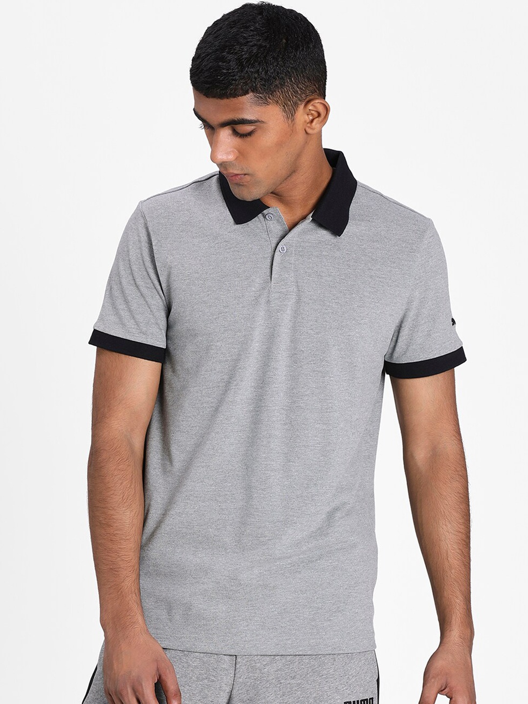 

Puma Men Grey Solid Polo Collar T-shirt