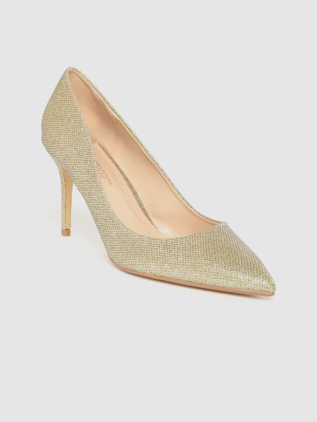 

DOROTHY PERKINS Women Gold-Toned Wide Fit Woven Design Pumps