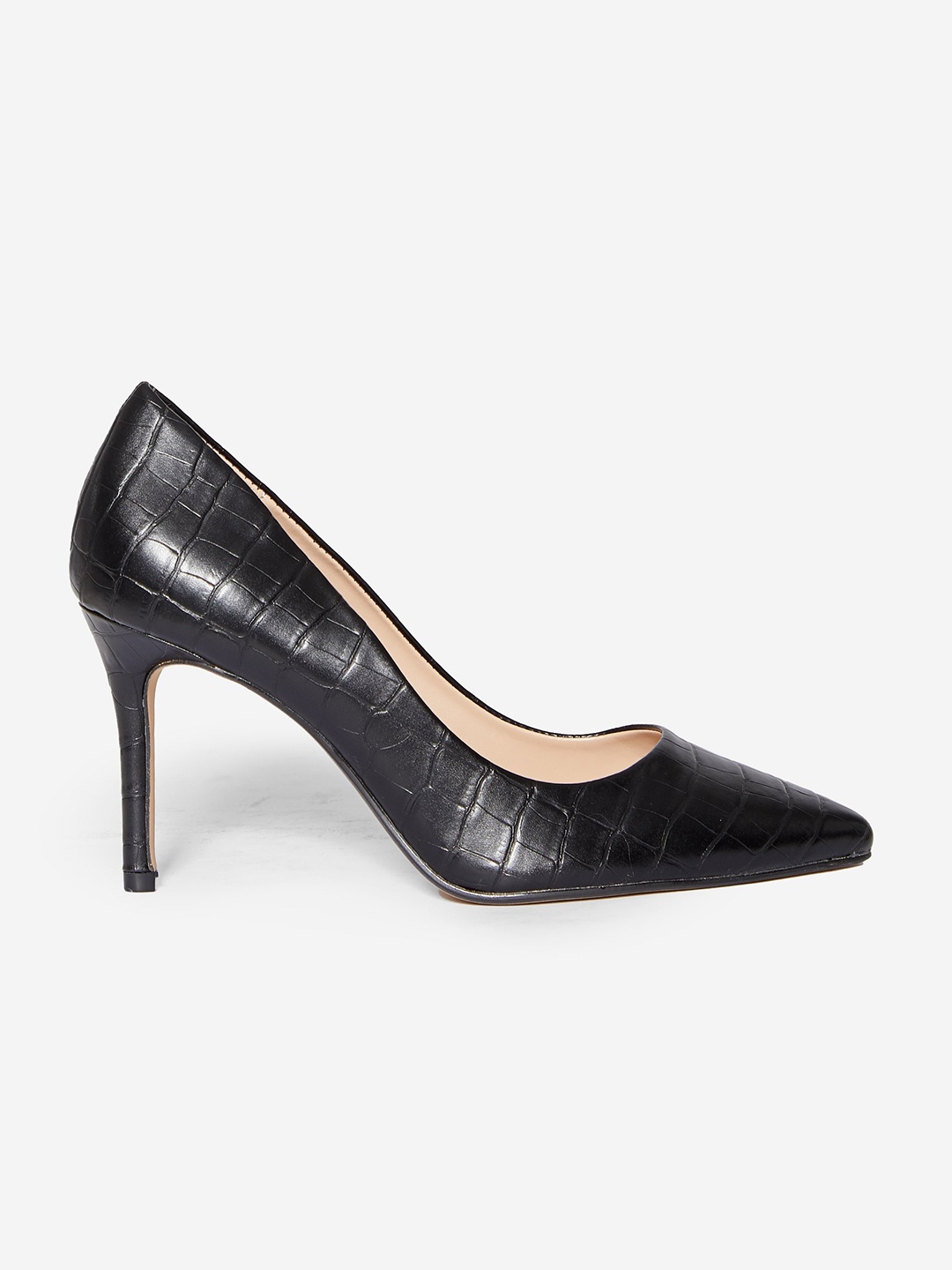 

DOROTHY PERKINS Women Black Croc-Textured Pumps