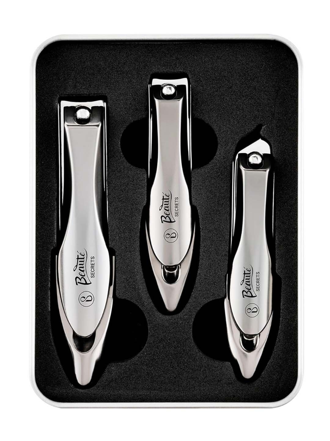 

Beaute Secrets 3 Pieces Nail Cutter Set with Nail Catcher, Silver