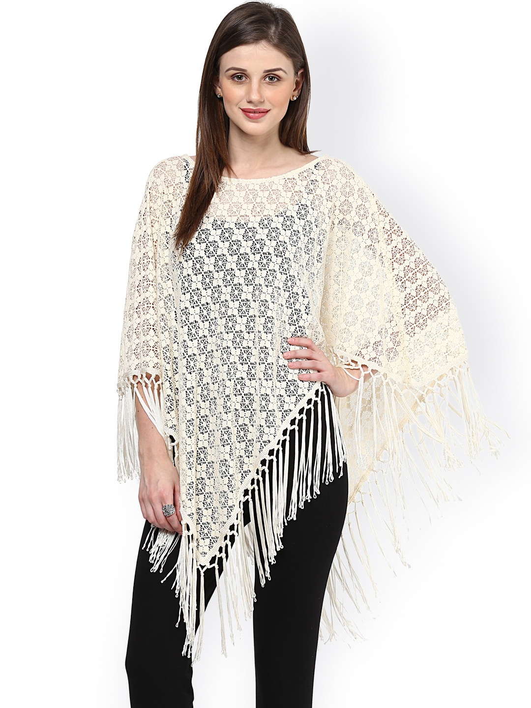 

Taurus Cream-Coloured Lace Kaftan Top