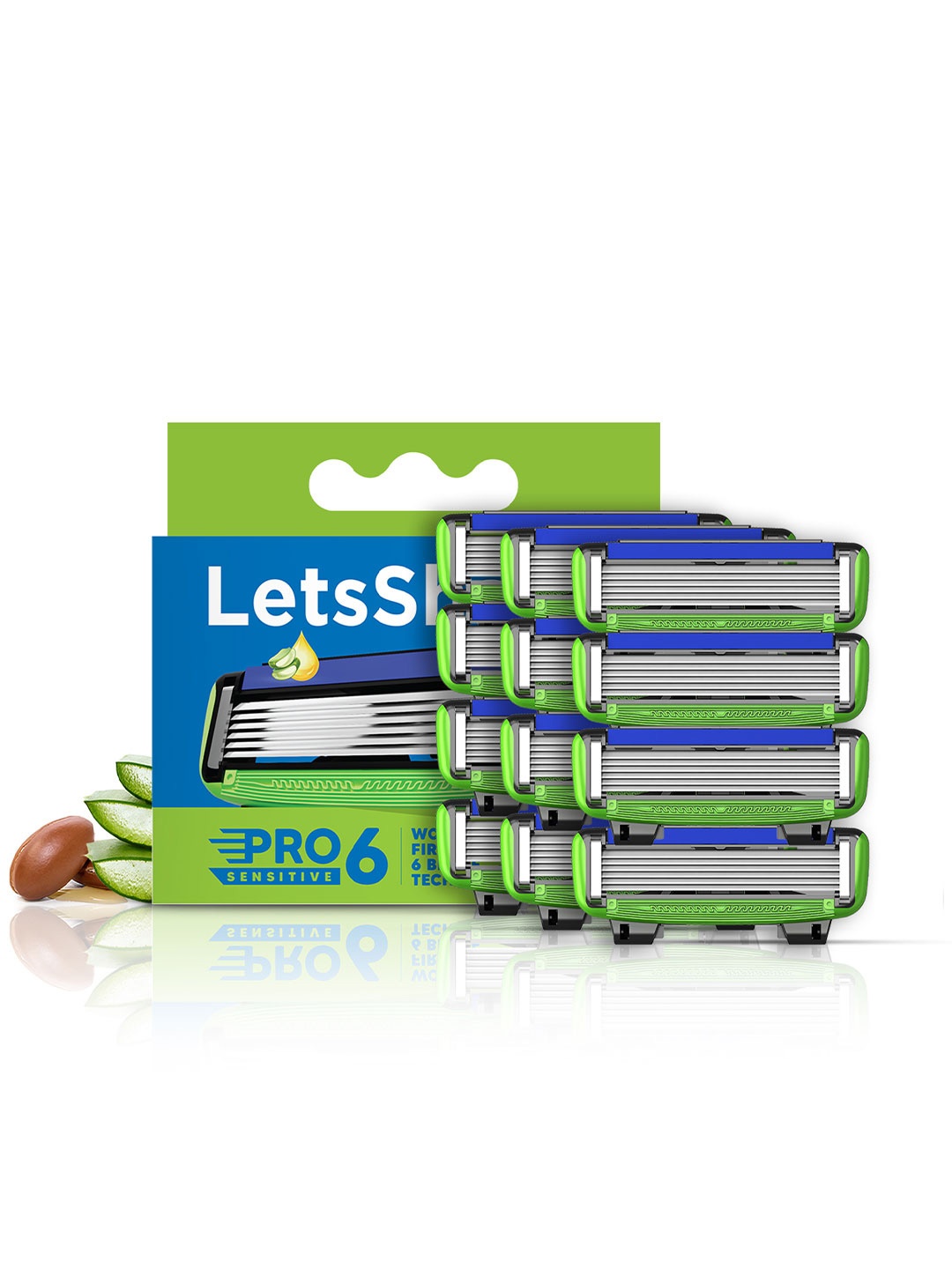 

LetsShave Men Set Of 12 Pro 6 Sensitive Shaving Blades, Multi