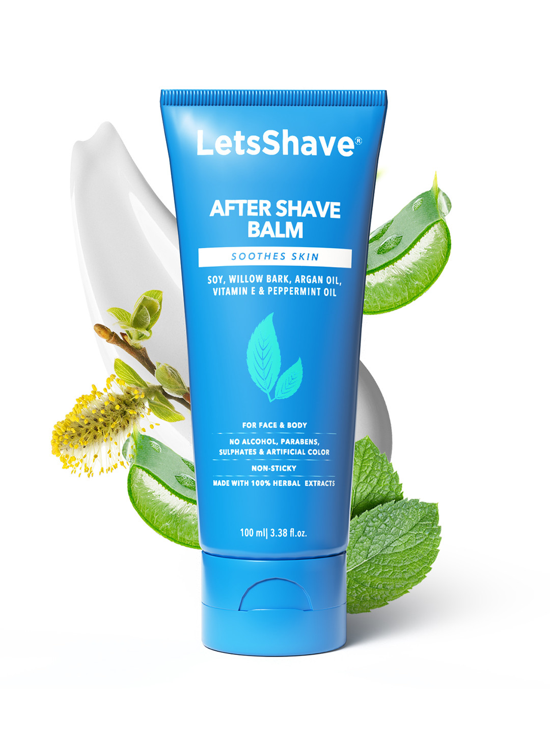 

LetsShave After Shave Balm - Agran & Willow Bark Extract Enriched 100 ml, Blue