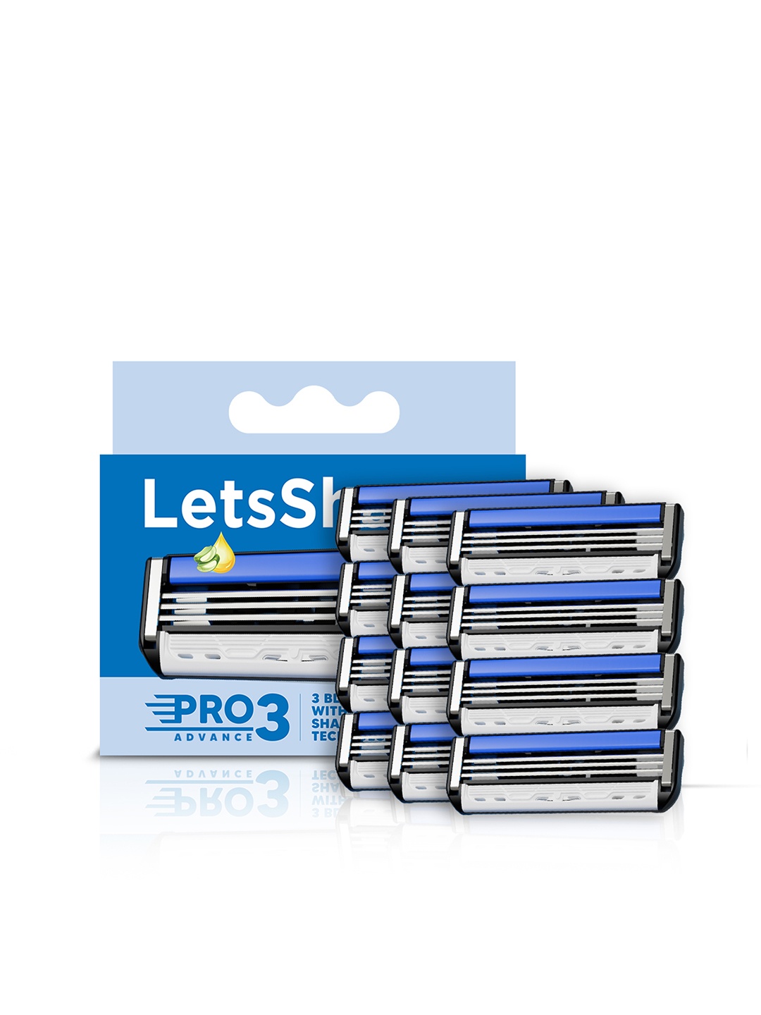 

LetsShave Men Pro 3 Advance Shaving Razor Blades - 12-Pcs, Blue