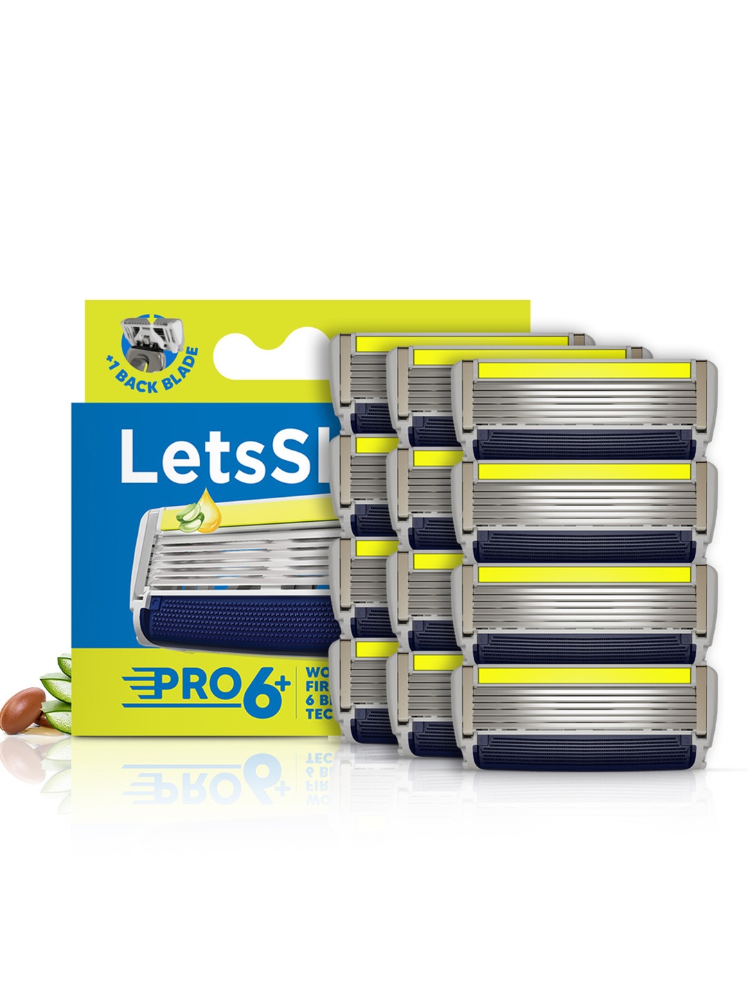 

LetsShave Men Pro 6 Plus Shaving Razor Blades - 12-Pcs, Yellow