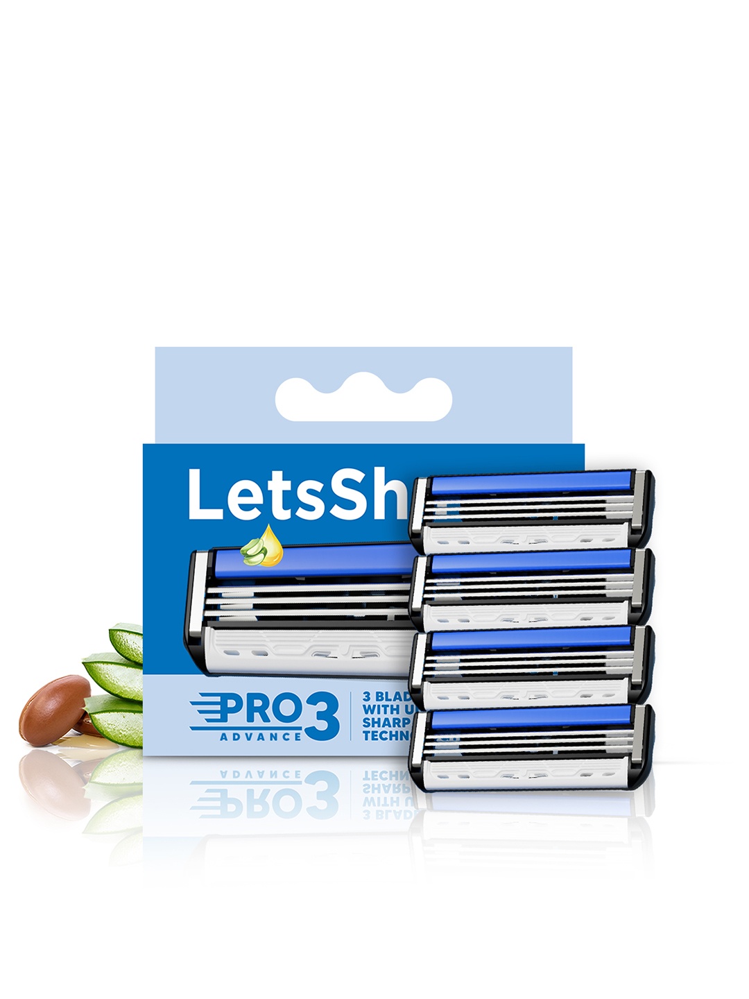 

LetsShave Men Pro 3 Advance Shaving Razor Blades - 4-Pcs, Blue