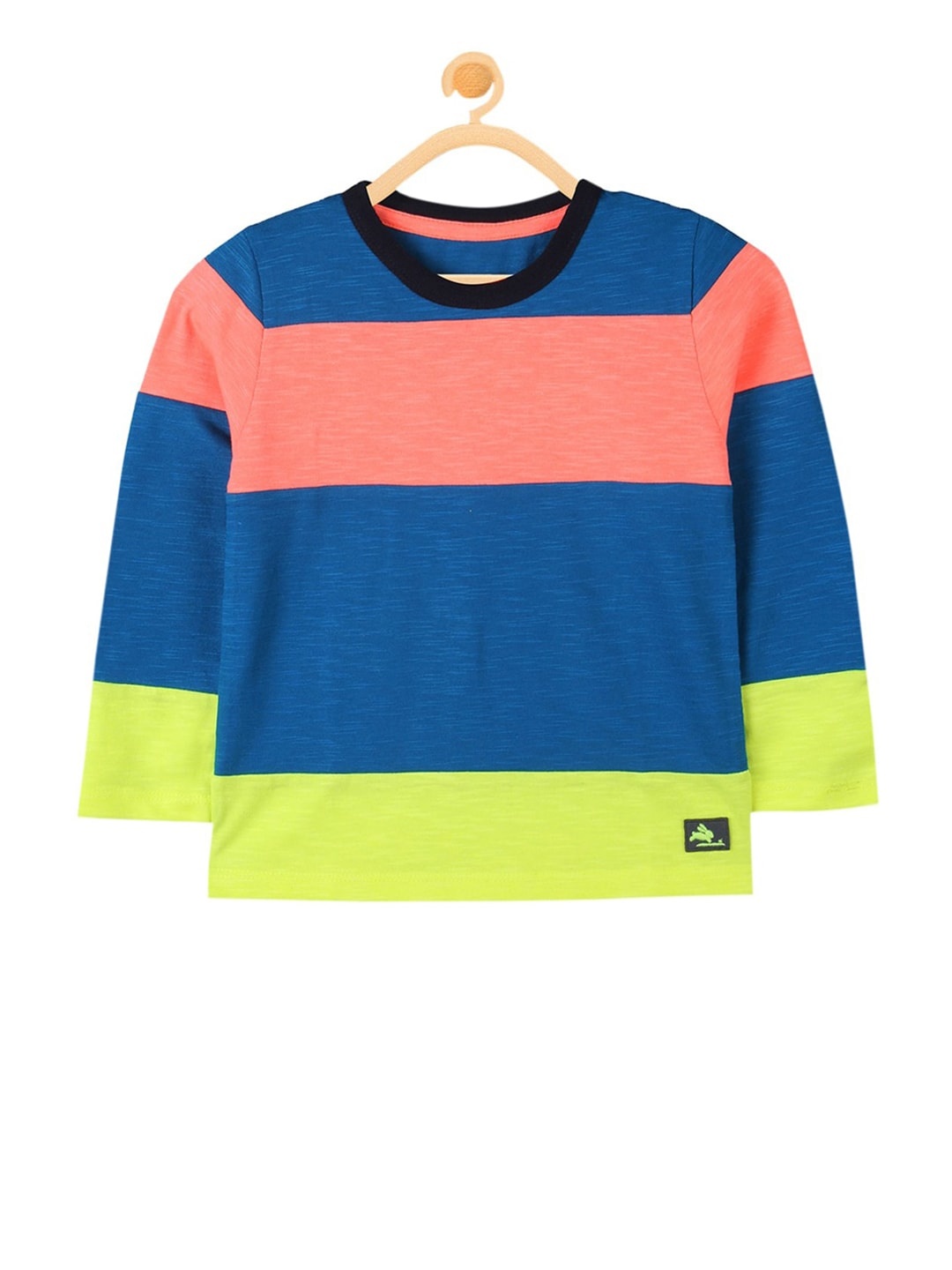 

Cherry Crumble Unisex Kids Pink & Blue Striped Round Neck T-shirt