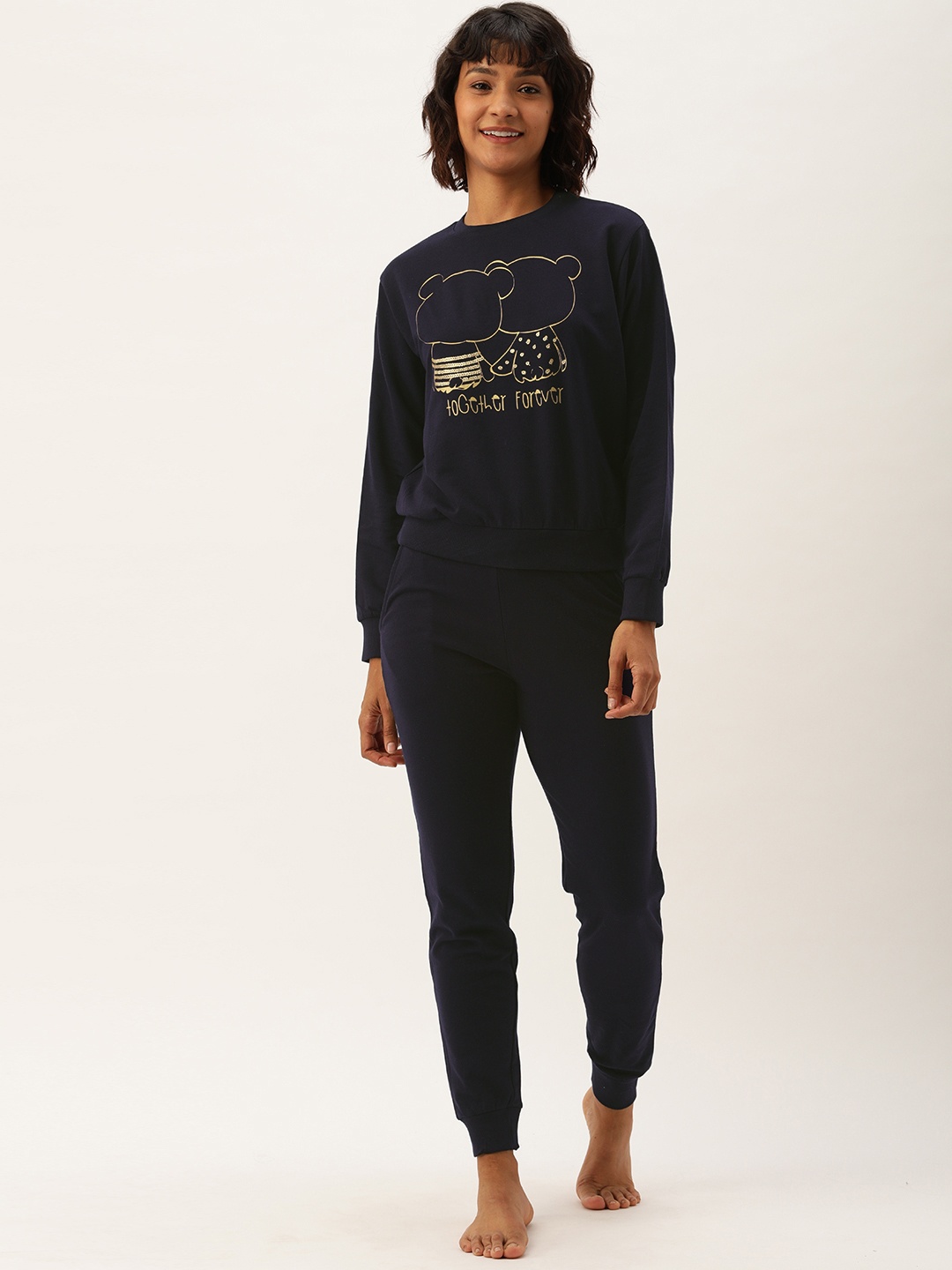 

Slumber Jill Women Navy Blue Printed Night suit