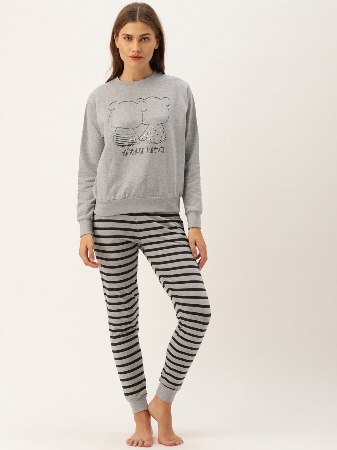 

Slumber Jill Women Grey Printed Night suit