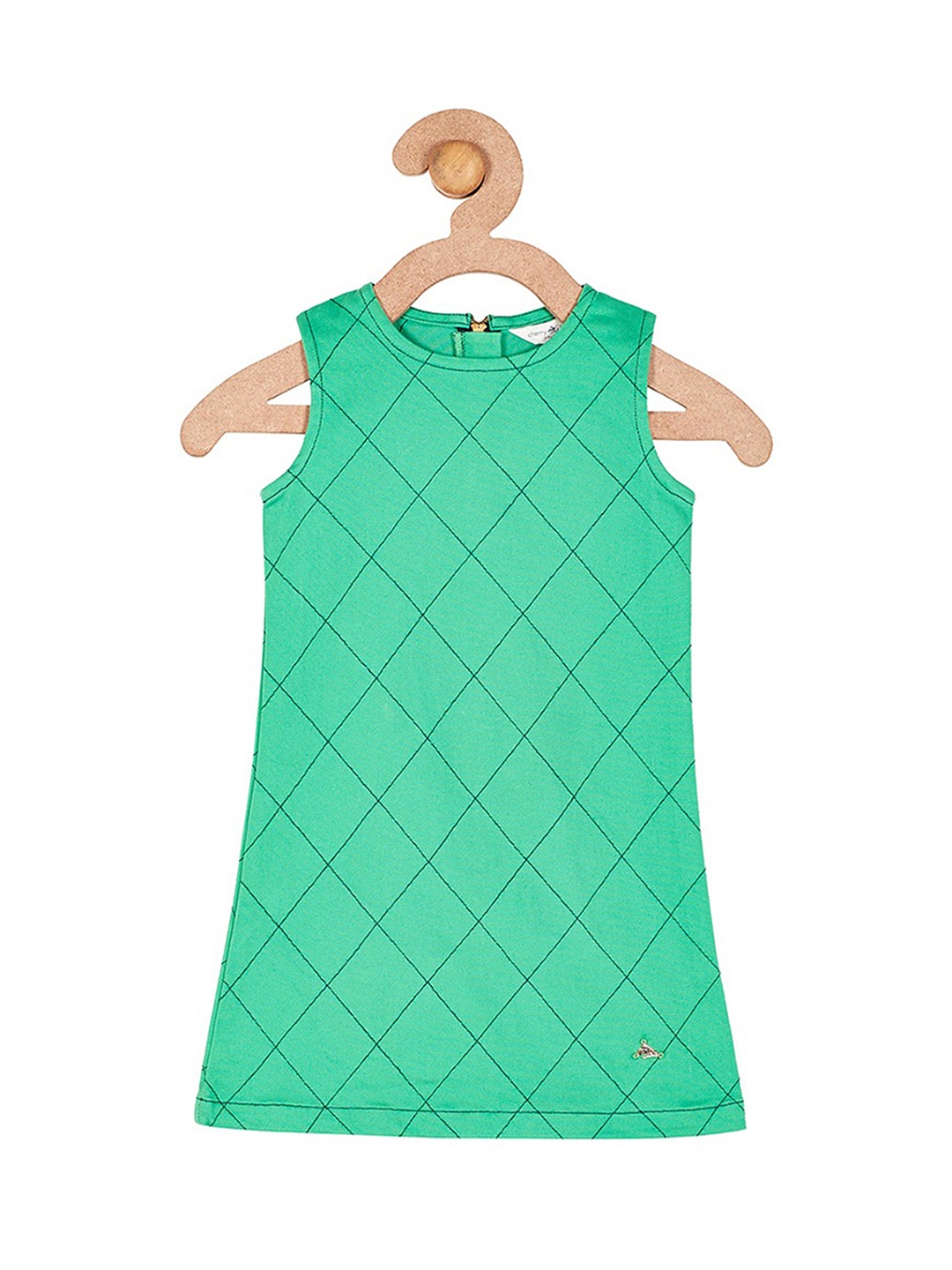 

Cherry Crumble Girls Green Checked A-Line Dress