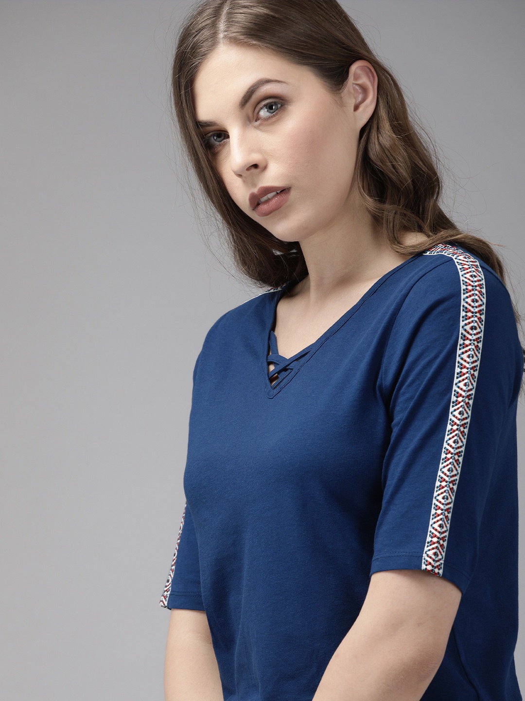 

Roadster Women Navy Blue Solid Top