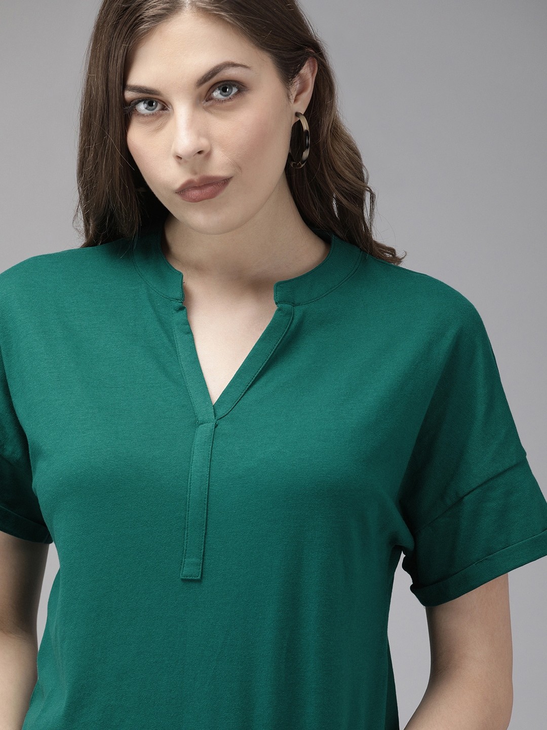 

Roadster Women Green Solid Top