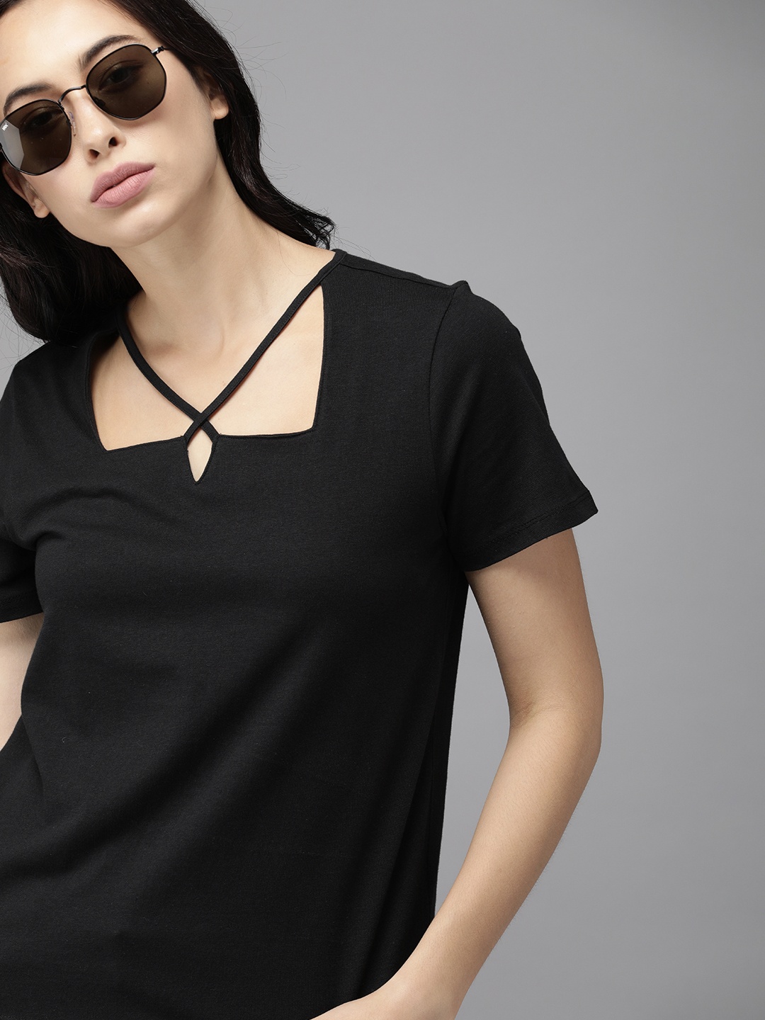 

Roadster Women Black Solid Top