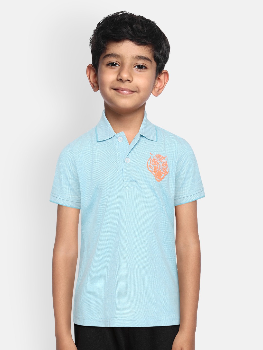 

Sweet Dreams Boys Blue Solid Pure Cotton Lounge T-shirt with Tiger Print Detail
