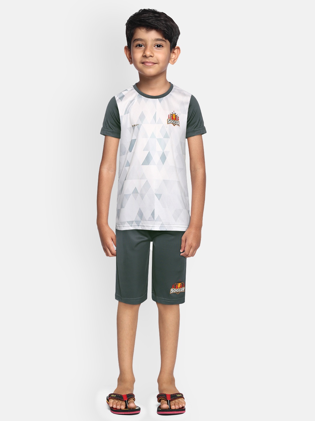 

Sweet Dreams Boys Off-White & Grey Printed T-shirt with Shorts