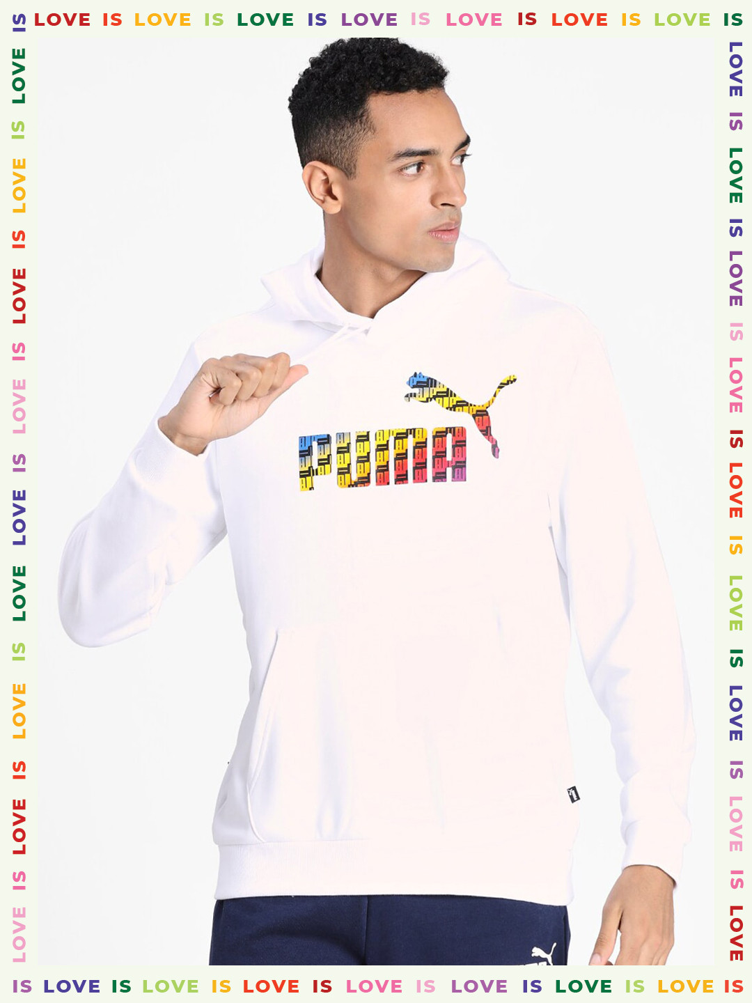 

Puma Men White Printed Pullover PRIDE Hooded Sweater
