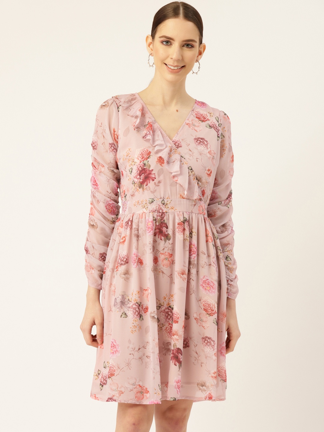 

Off Label Women Dusty Pink Floral Printed Wrap Dress