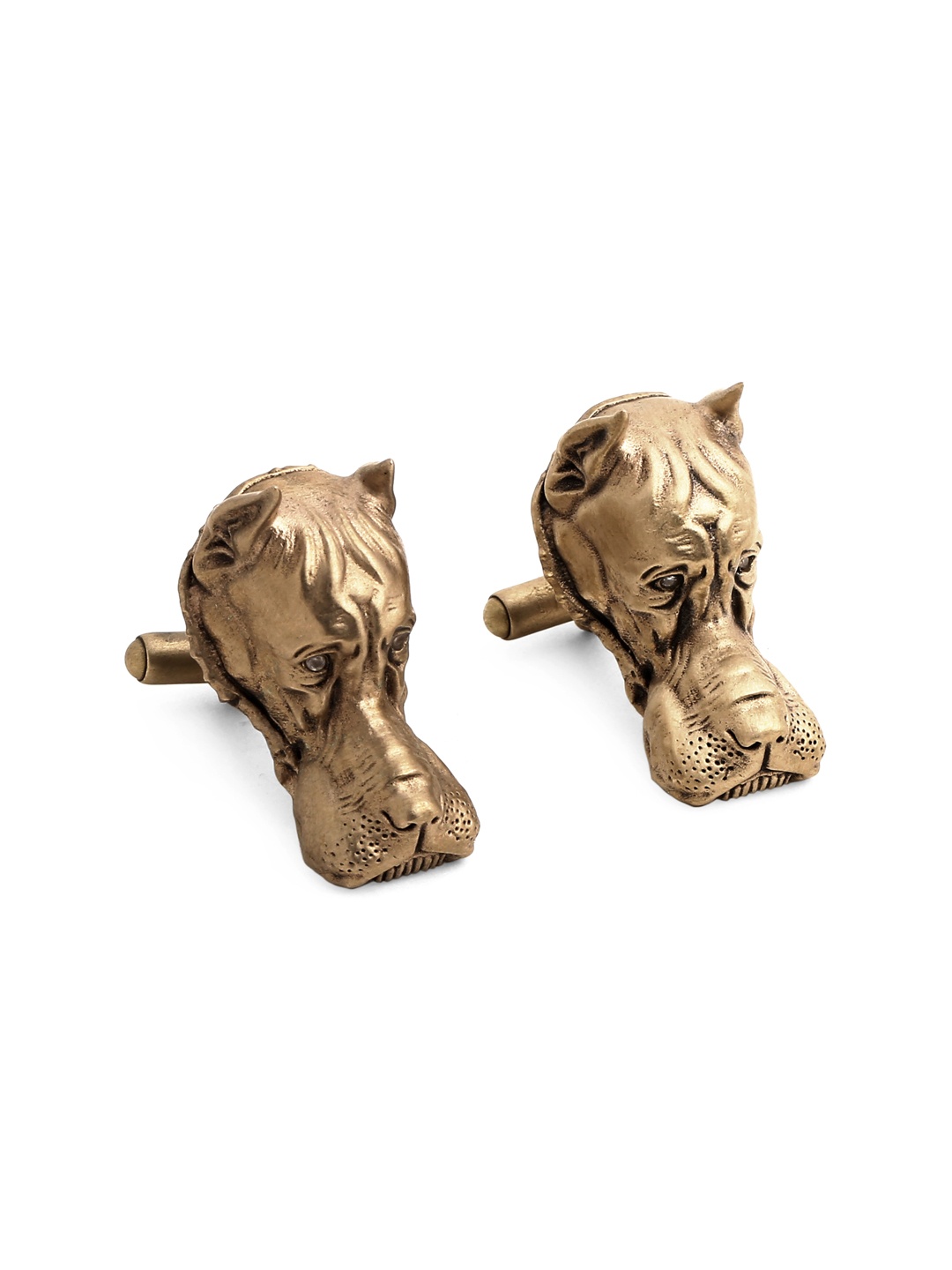 

COSA NOSTRAA Antique Gold-Toned The Bull Dog Textured Cufflinks