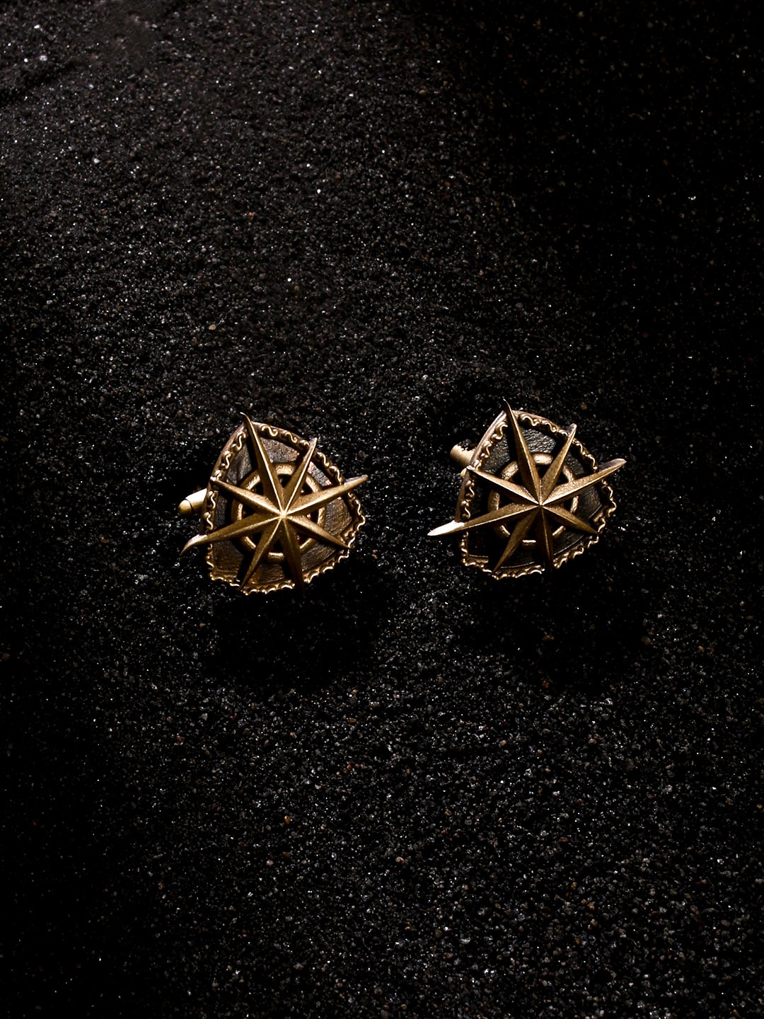 

COSA NOSTRAA Antique Gold-Toned The Star Shield Textured Cufflinks