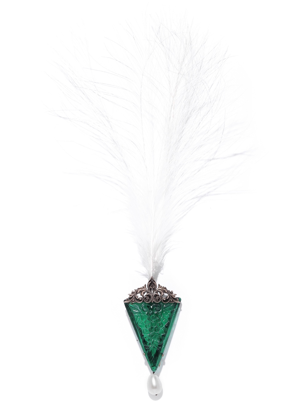 

COSA NOSTRAA Green & Antique Gold-Toned Brass Plated Stone Studded The Royal Kalangi