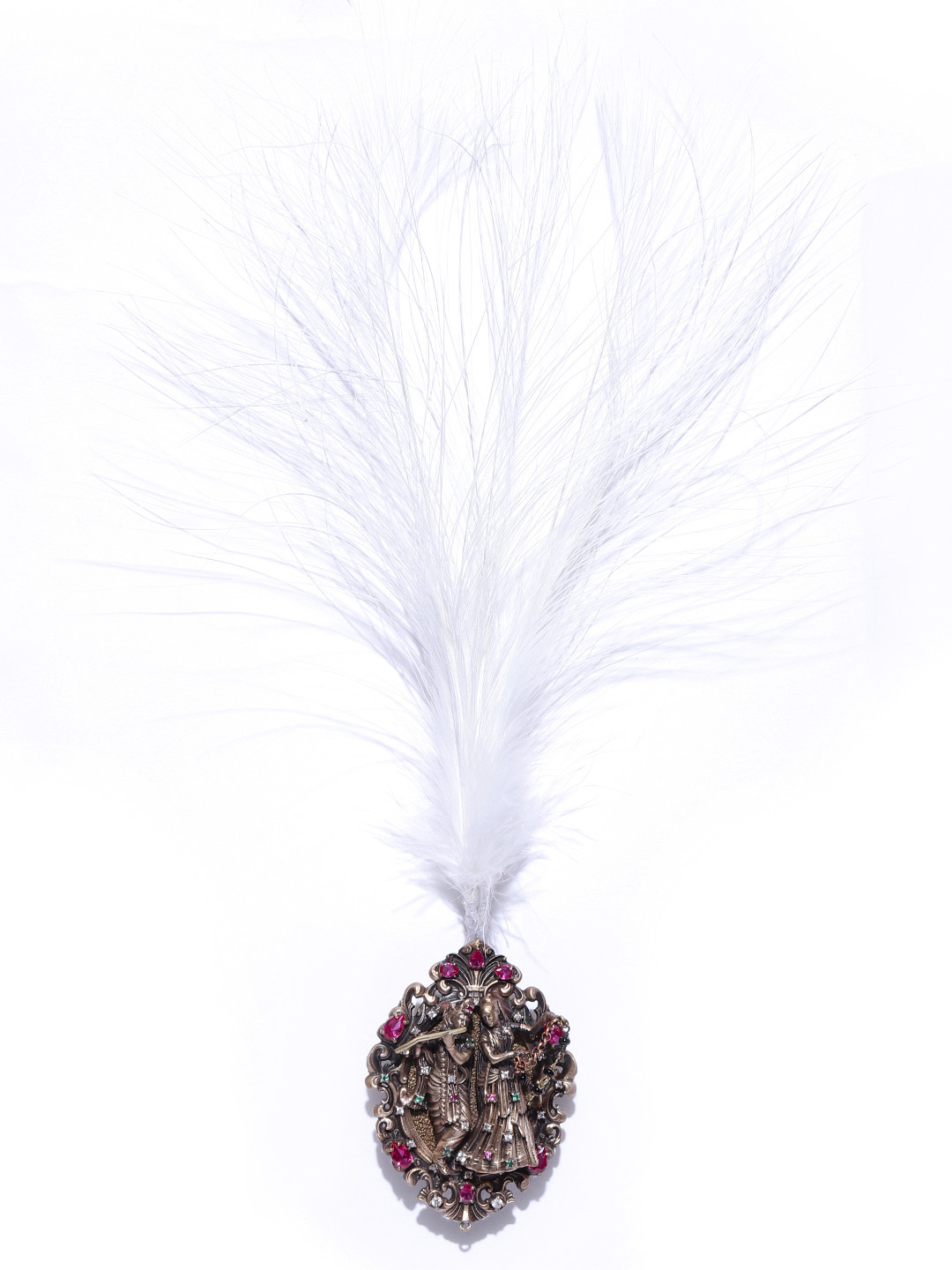 

COSA NOSTRAA Antique Gold-Toned Brass Plated Stone Studded The Radha Krishna Kalangi