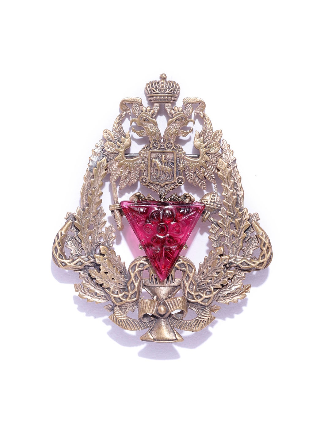 

COSA NOSTRAA Men Antique Gold-Toned & Pink The Richardson Statement Brooch