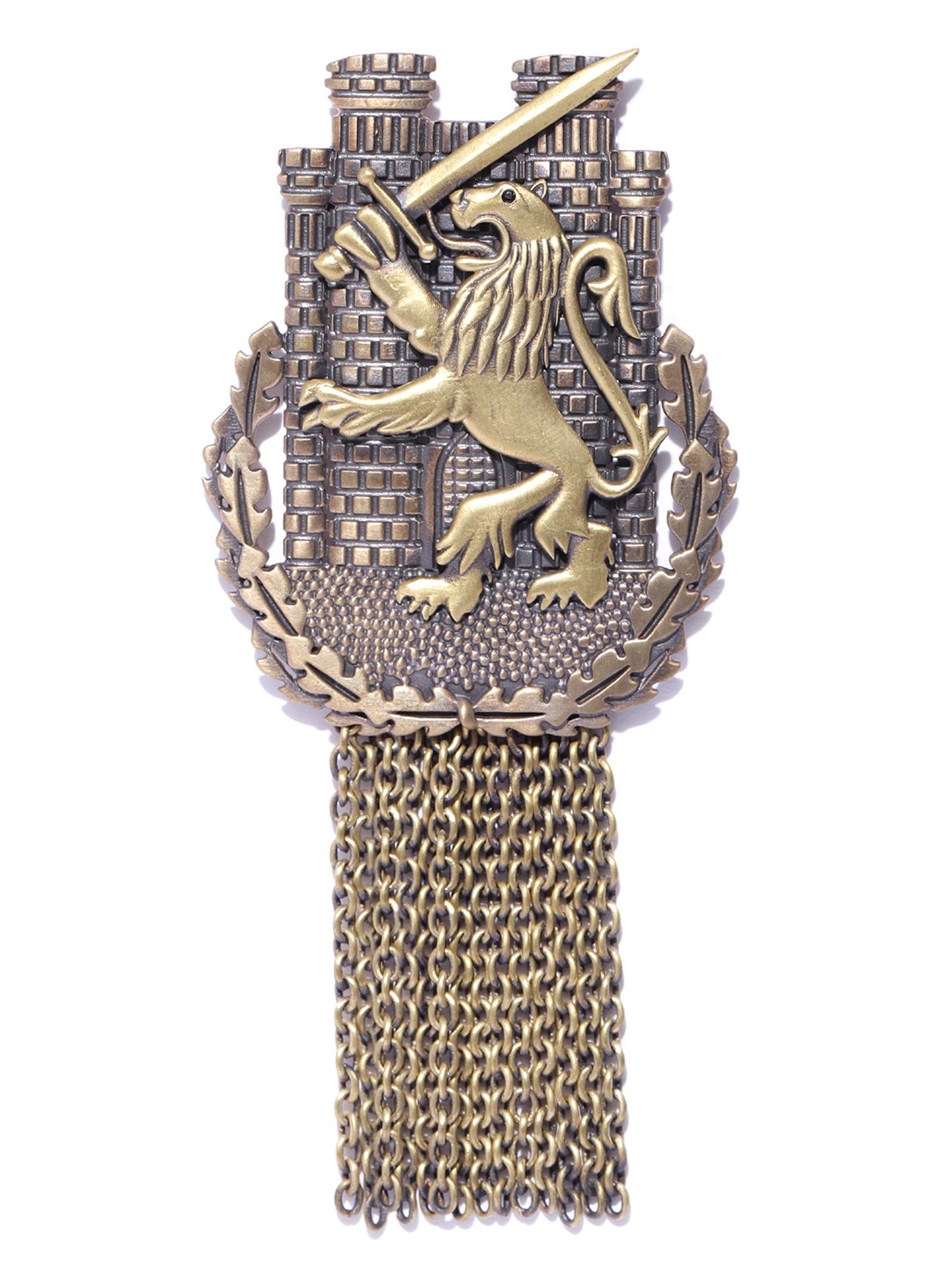 

COSA NOSTRAA Men Antique Gold-Toned The Lion Battalion Shaped Brooch
