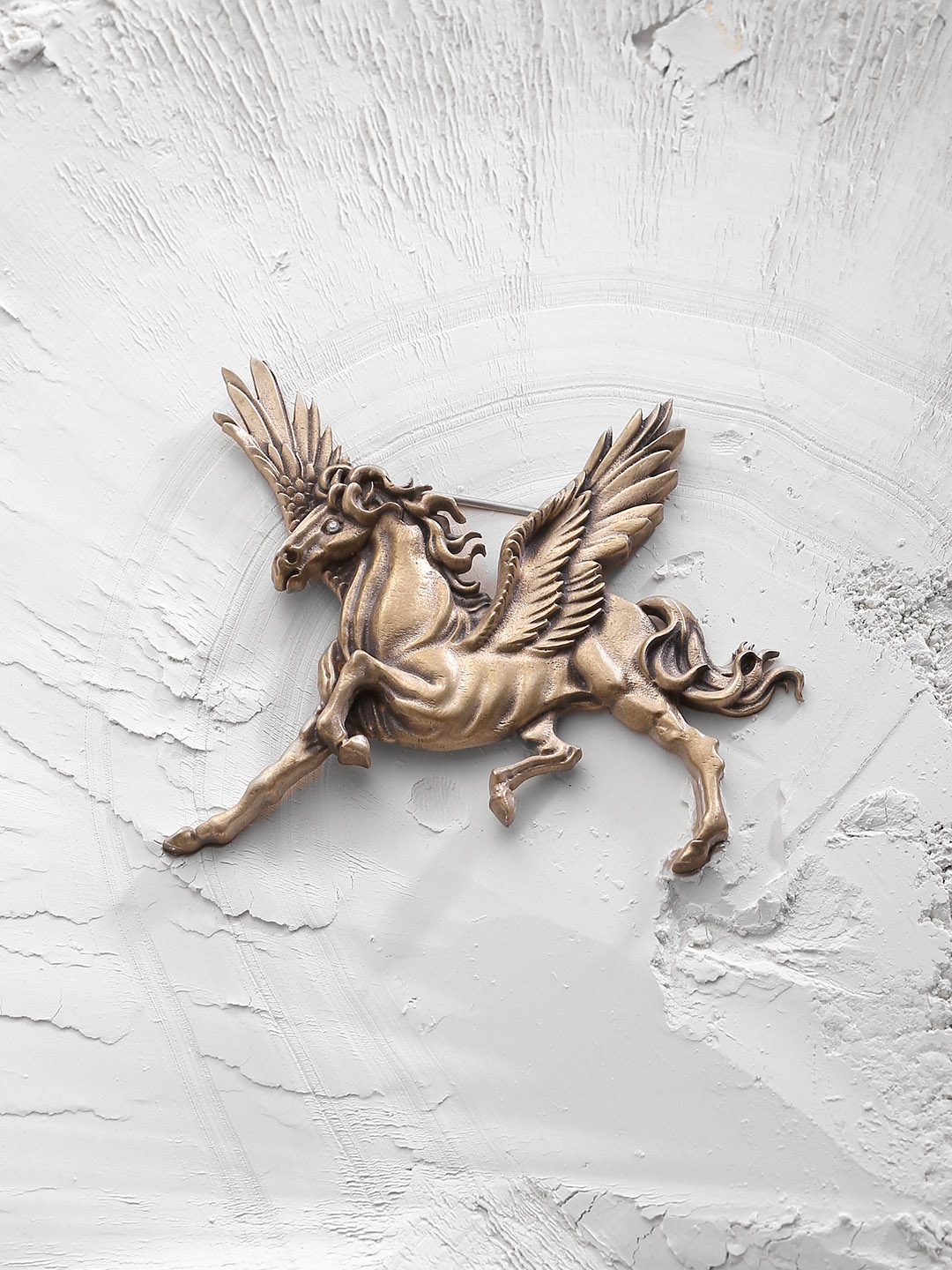 

COSA NOSTRAA Men Antique Gold-Toned The Winged Horse Shaped Statement Brooch