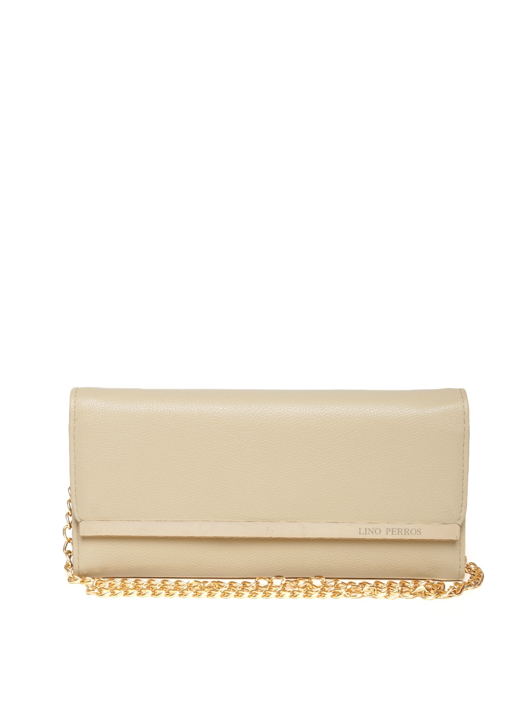 

Lino Perros Beige Textured Clutch with Chain Strap