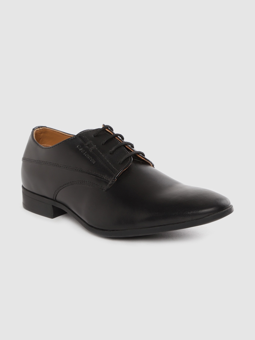 

CLOG LONDON Men Solid Black Leather Formal Derbys