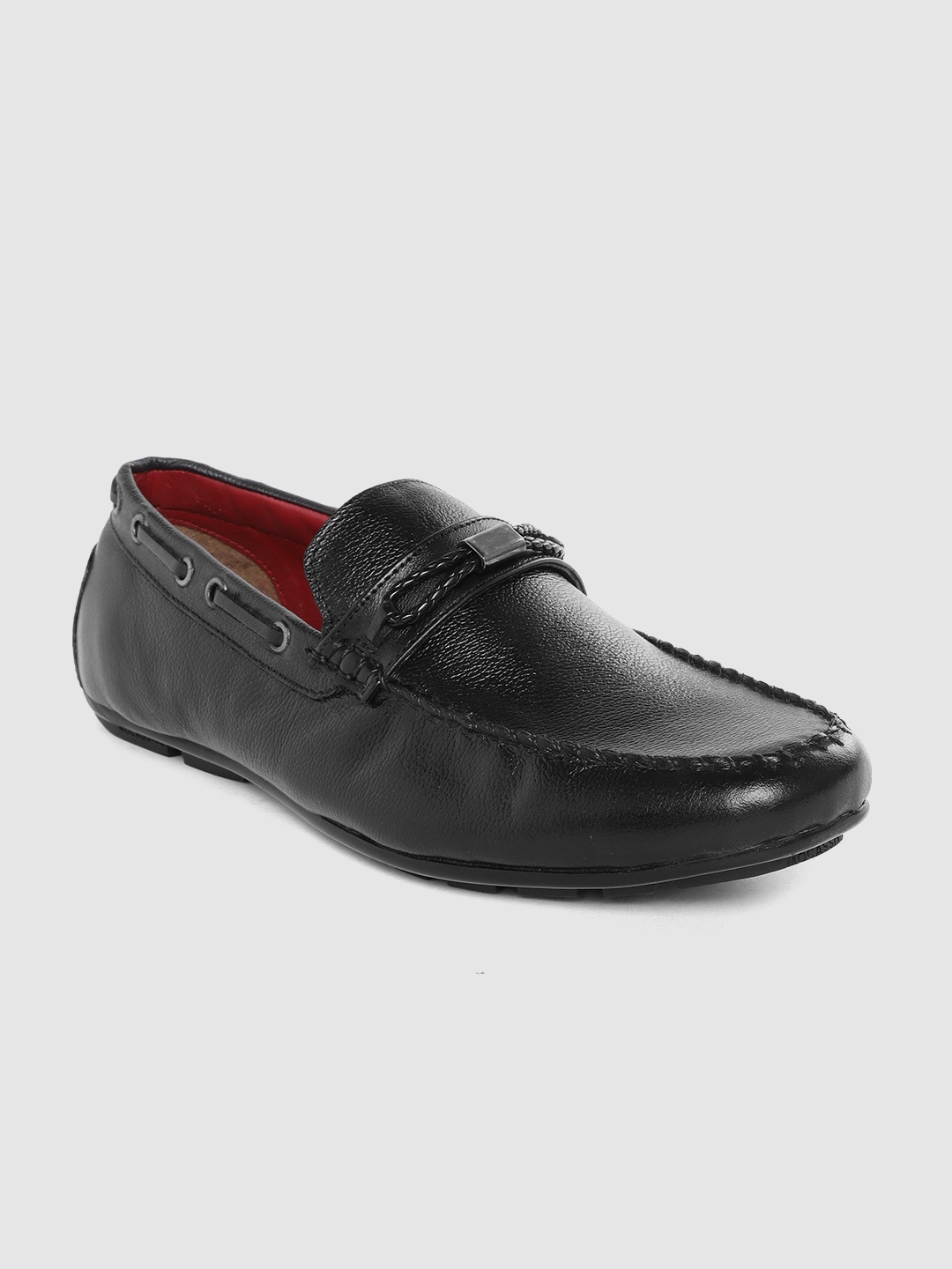 

CLOG LONDON Men Black Solid Leather Boat Shoes