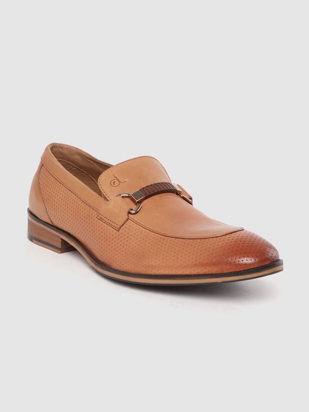 

CLOG LONDON Men Tan Brown Solid Leather Semi-Formal Horsebit Slip-Ons