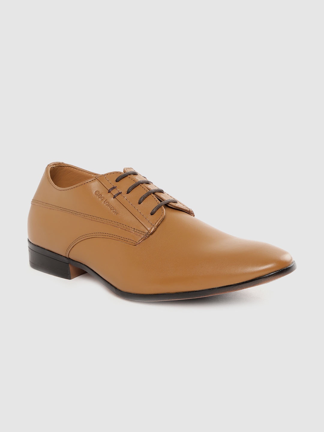 

CLOG LONDON Men Tan Brown Leather Formal Derbys