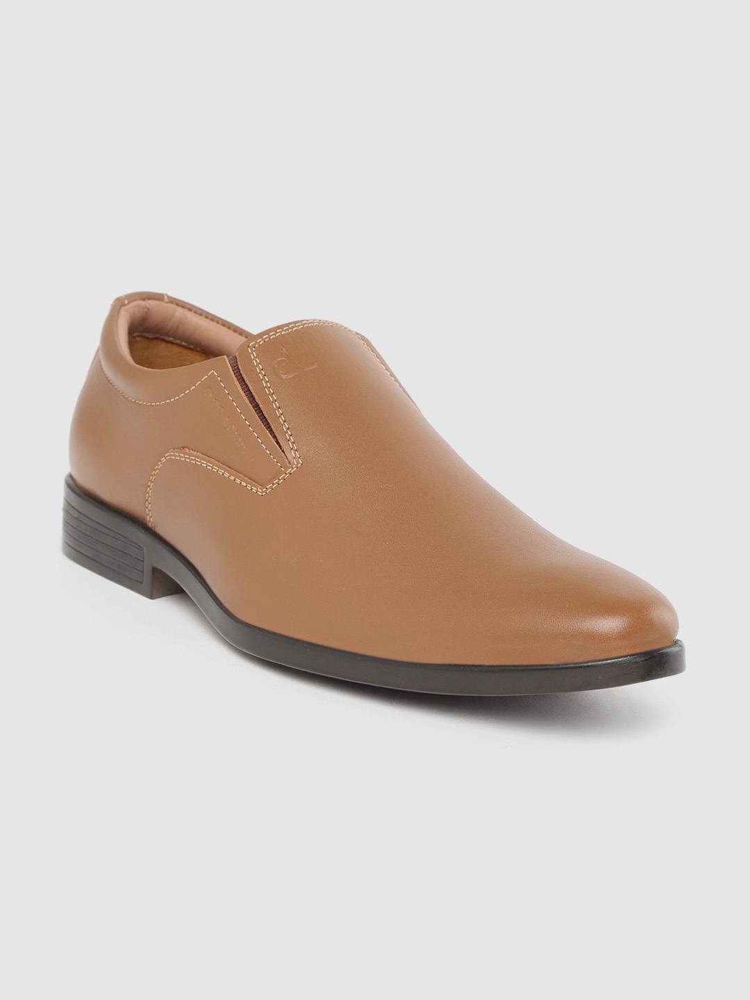 

CLOG LONDON Men Tan Brown Leather Solid Formal Slip-Ons