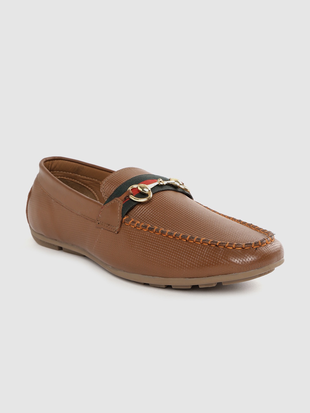 

CLOG LONDON Men Brown Textured Leather Driving Shoes