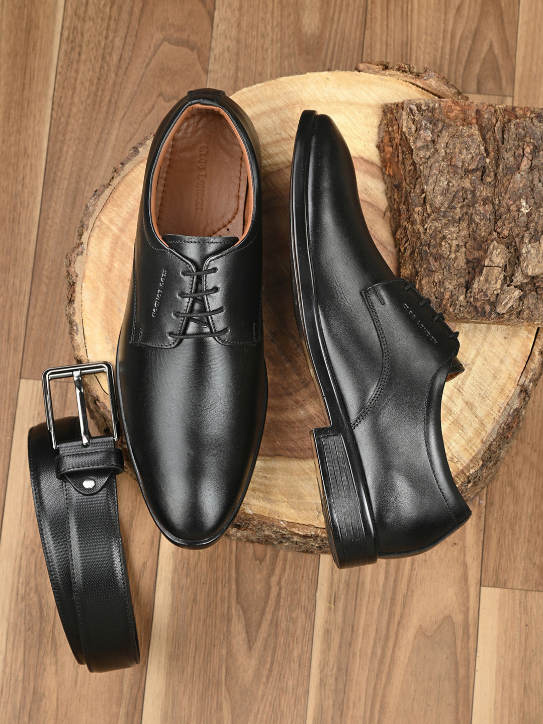 

CLOG LONDON Men Black Leather Formal Derbys